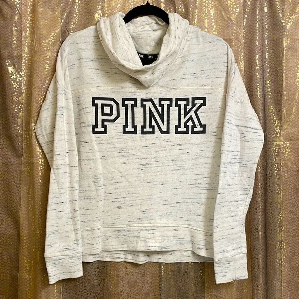PINK Victorias Secret ivory marled cowl neck sweater, size S‎
